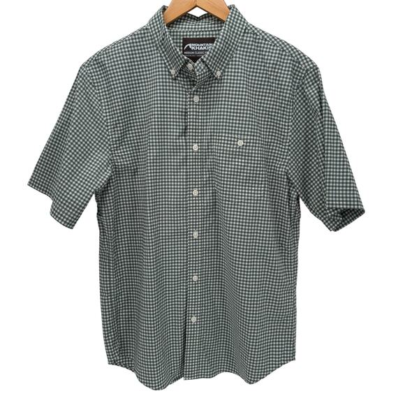 Mountain Khakis Shirt Mens M Green Gingham Short Sleeve Button Down Classic Fit - Picture 1 of 9